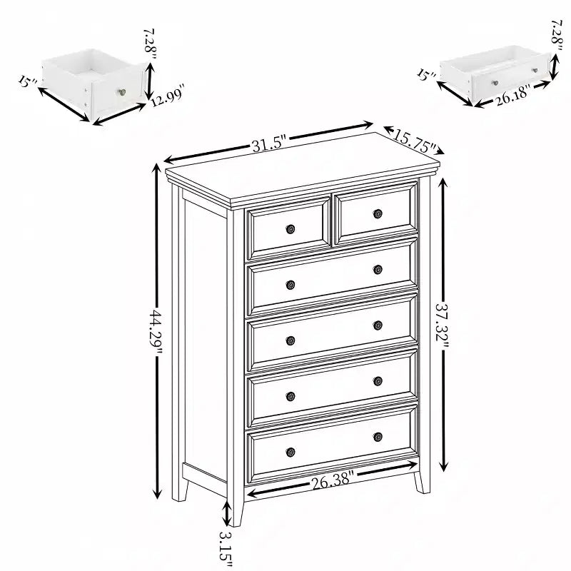 Commode moderne à 6 tiroirs coulissants, dispositif anti-basculement, pour salon