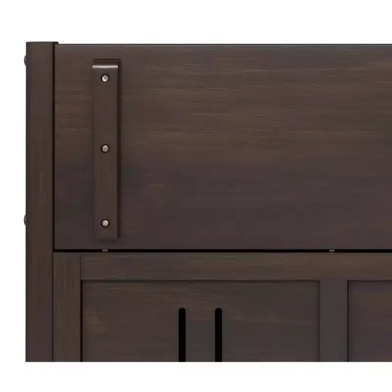 Banc de rangement traditionnel en bois massif de 56 po pour entrée – 3 compartiments, Châtaignier foncé