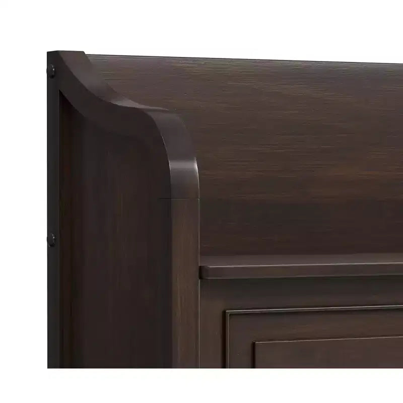 Banc de rangement traditionnel en bois massif de 56 po pour entrée – 3 compartiments, Châtaignier foncé