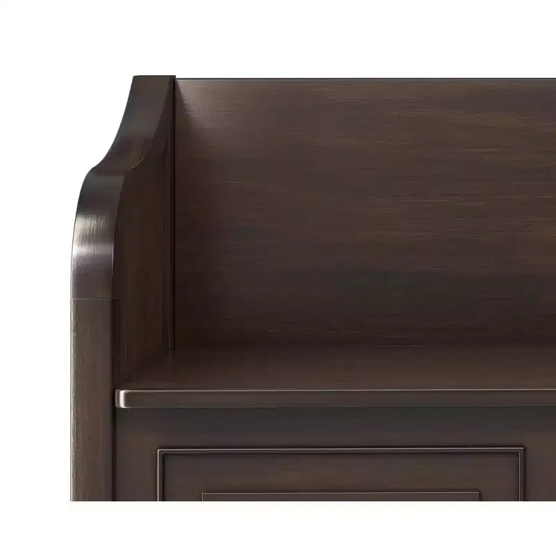 Banc de rangement traditionnel en bois massif de 56 po pour entrée – 3 compartiments, Châtaignier foncé