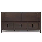Banc de rangement traditionnel en bois massif de 56 po pour entrée – 3 compartiments, Châtaignier foncé