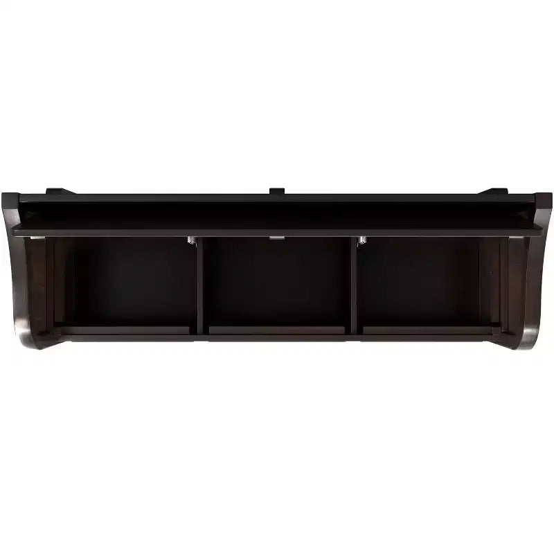 Banc de rangement traditionnel en bois massif de 56 po pour entrée – 3 compartiments, Châtaignier foncé