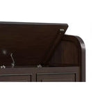 Banc de rangement traditionnel en bois massif de 56 po pour entrée – 3 compartiments, Châtaignier foncé