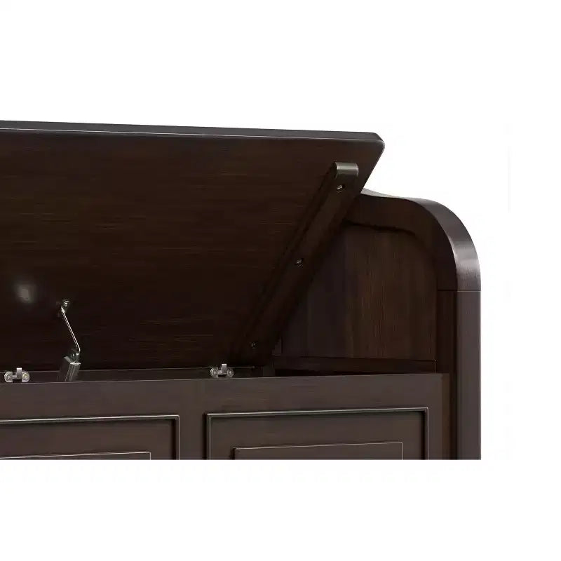 Banc de rangement traditionnel en bois massif de 56 po pour entrée – 3 compartiments, Châtaignier foncé