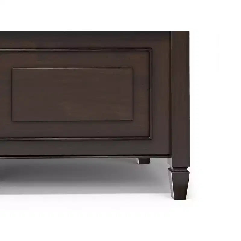 Banc de rangement traditionnel en bois massif de 56 po pour entrée – 3 compartiments, Châtaignier foncé