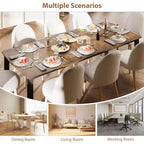 Table à manger 6-8 personnes, Table à bord irrégulier de style rustique vague avec plateau épais en MDF et cadre en métal, Imperméable et résistante aux rayures