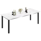 Table à manger 6-8 personnes, Table à bord irrégulier de style rustique vague avec plateau épais en MDF et cadre en métal, Imperméable et résistante aux rayures
