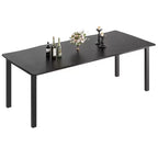 Table à manger 6-8 personnes, Table à bord irrégulier de style rustique vague avec plateau épais en MDF et cadre en métal, Imperméable et résistante aux rayures