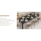 Table à manger 6-8 personnes, Table à bord irrégulier de style rustique vague avec plateau épais en MDF et cadre en métal, Imperméable et résistante aux rayures