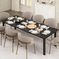 Dining Table for 6-8 People, Rustic Wave Irregular Edge Table with Thick MDF Top & Metal Frame, Waterproof Scratch-Resistant