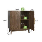 Buffet bas avec 2 portes sculptées – Noyer, étagère réglable