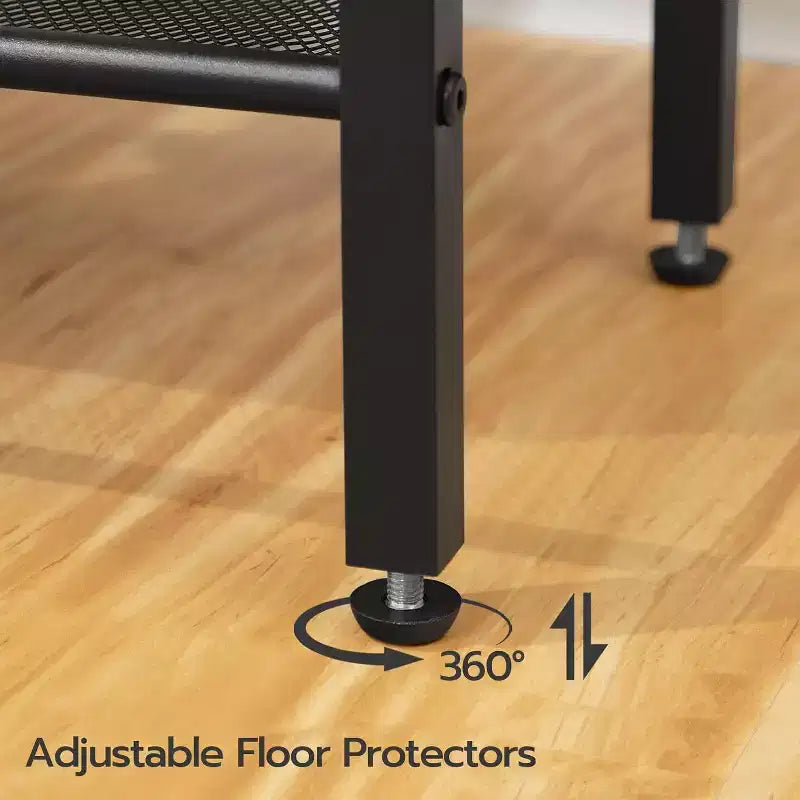 Table d'appoint noire à 3 niveaux avec station de recharge – USB, Type-C et étagère réglable