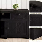 Meuble TV de ferme, meuble de divertissement avec 2 tiroirs, 2 armoires et 2 espaces de rangement ouverts, pour salon, chambre à coucher