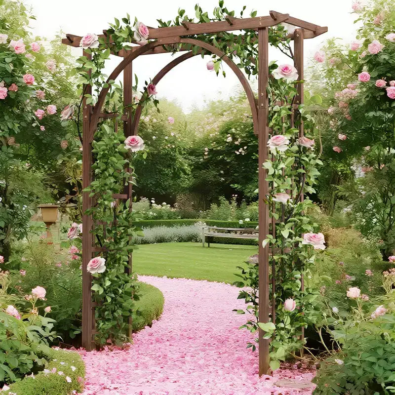 Trellis de jardin en bois robuste 85 – Arche de pergola extérieure pour plantes grimpantes, mariage/patio/pelouse/arrière-cour, assemblage facile