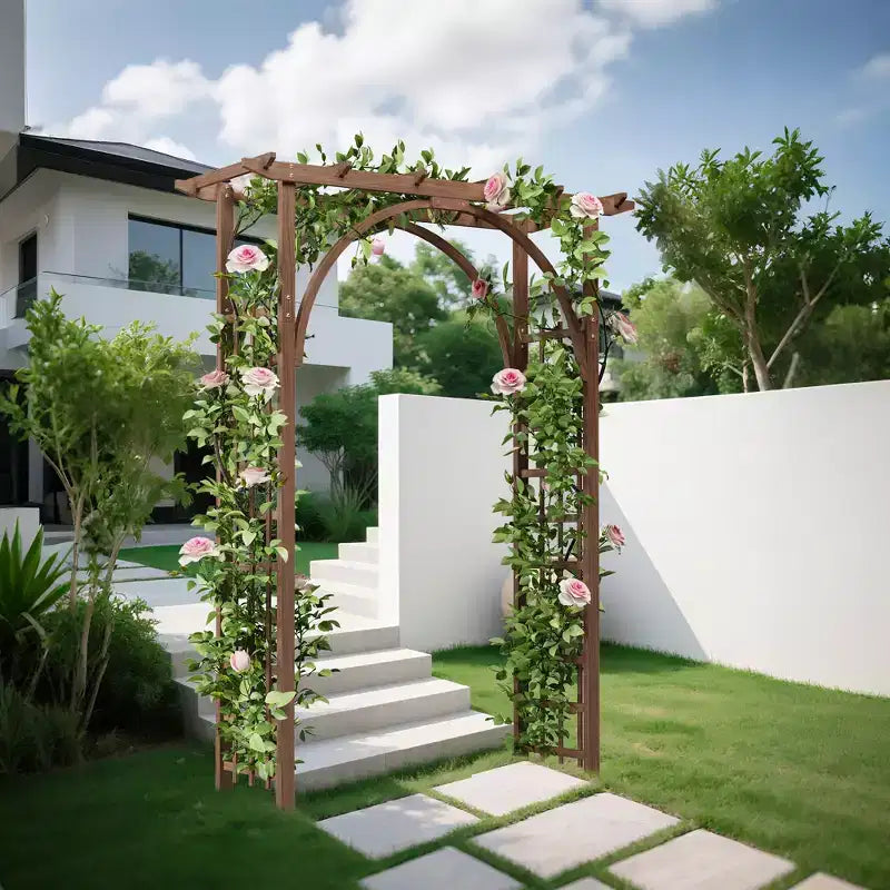 Trellis de jardin en bois robuste 85 – Arche de pergola extérieure pour plantes grimpantes, mariage/patio/pelouse/arrière-cour, assemblage facile