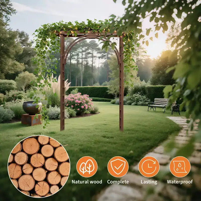 Trellis de jardin en bois robuste 85 – Arche de pergola extérieure pour plantes grimpantes, mariage/patio/pelouse/arrière-cour, assemblage facile