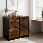 Meuble Classeur en Bois Verrouillable à 4 Tiroirs, Boîte de Classement en Bois pour Bureau à Domicile, Meuble de Rangement Vertical pour Documents au Format A4/Lettre