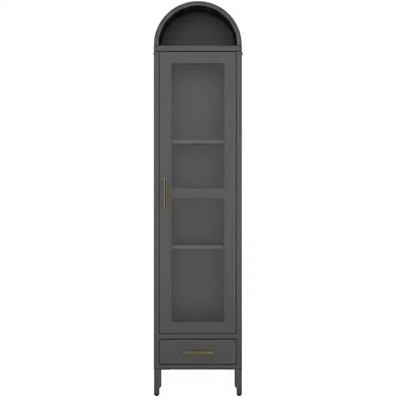 CuisinSmart 73 in Tall Narrow Arched Bookcase, Metal Arched Storage Cabinet, Modern Pantry Cabinet for Living Room, Kitchen, Office