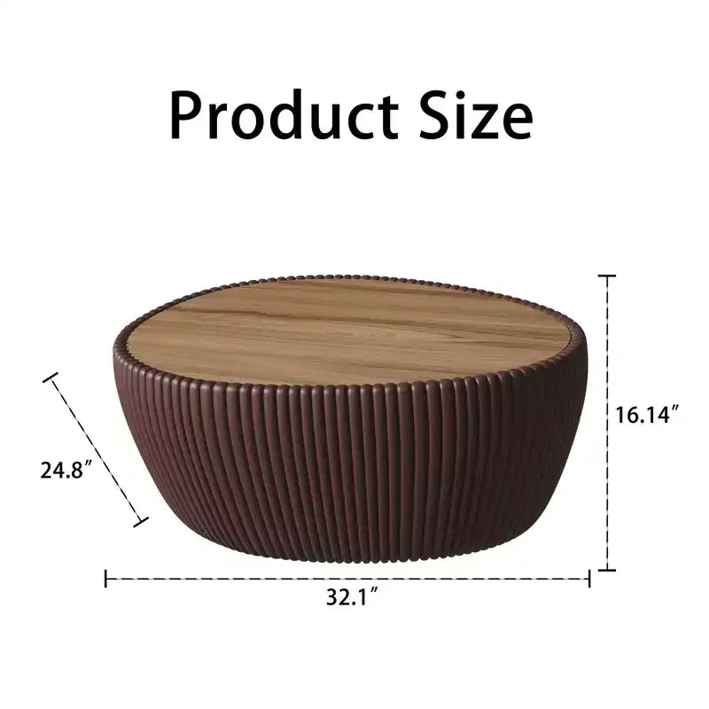 Table basse en cuir en forme d'œuf d'oie avec plateau en pierre frittée et motif unique