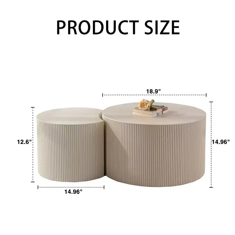 Table basse ronde en bois avec motif en relief fait à la main pour petits espaces, aucun assemblage requis