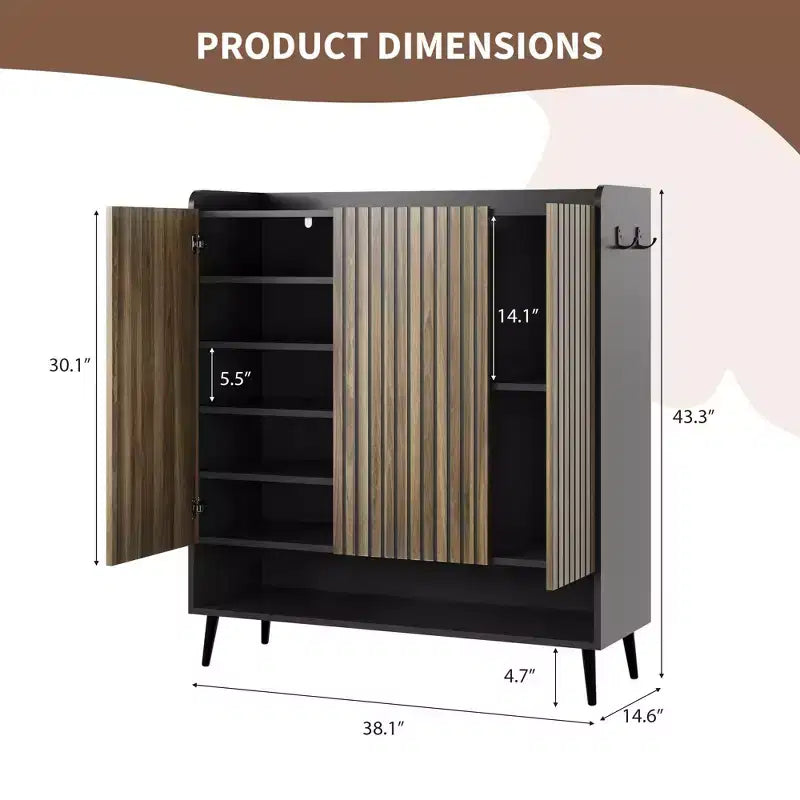 Meuble à chaussures, grande étagère à chaussures pour 30 paires avec 3 portes et étagères réglables pour entrée