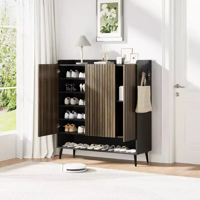 Meuble à chaussures, grande étagère à chaussures pour 30 paires avec 3 portes et étagères réglables pour entrée