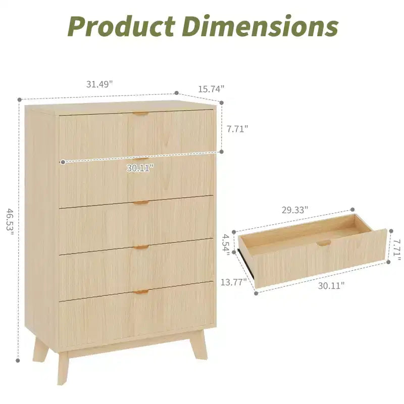 Commode à 3 tiroirs, 81 cm de haut, style moderne du milieu du siècle, tiroirs cannelés motif vague, table de chevet en bois pour chambre à coucher ou salon