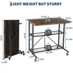 Bureau pliable à 3 niveaux de 3,8 cm avec roulettes - Étagère métallique grande capacité, organisateur sans assemblage pour bureau, cuisine, salon, balcon
