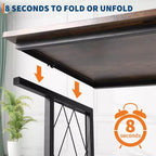Bureau pliable à 3 niveaux de 3,8 cm avec roulettes - Étagère métallique grande capacité, organisateur sans assemblage pour bureau, cuisine, salon, balcon