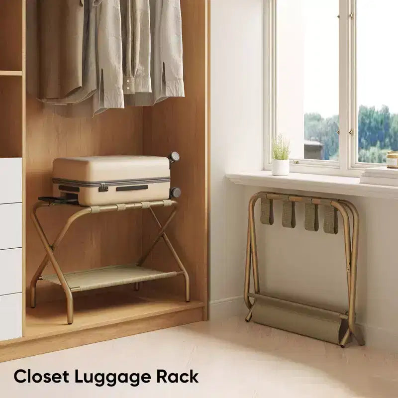 Porte-bagages pliant pour chambre d'amis avec étagère à chaussures – Capacité de 50 kg