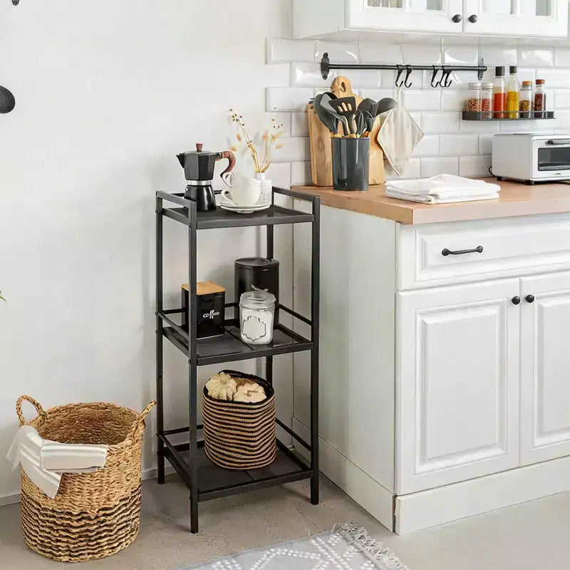 Étagère de rangement de cuisine autoportante en métal à 3/4 niveaux – Organiseur peu encombrant pour salle de bain, chambre, salon, bureau