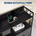Commode de chambre, commode de rangement en tissu à 11 tiroirs avec station de charge et lumières