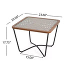Table basse carrée moderne 58 cm – Plateau en verre trempé et motif ajouré géométrique