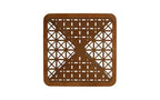 Table basse carrée moderne 58 cm – Plateau en verre trempé et motif ajouré géométrique