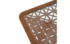 Table basse carrée moderne 58 cm – Plateau en verre trempé et motif ajouré géométrique