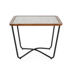 Table basse carrée moderne 58 cm – Plateau en verre trempé et motif ajouré géométrique