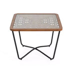 Table basse carrée moderne 58 cm – Plateau en verre trempé et motif ajouré géométrique