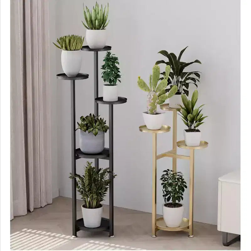 Étagère à Plantes Haute Multi-Niveaux en Métal pour Coin Intérieur - Pieds Antidérapants, Support Étagé Robuste pour Salon, Balcon, Terrasse