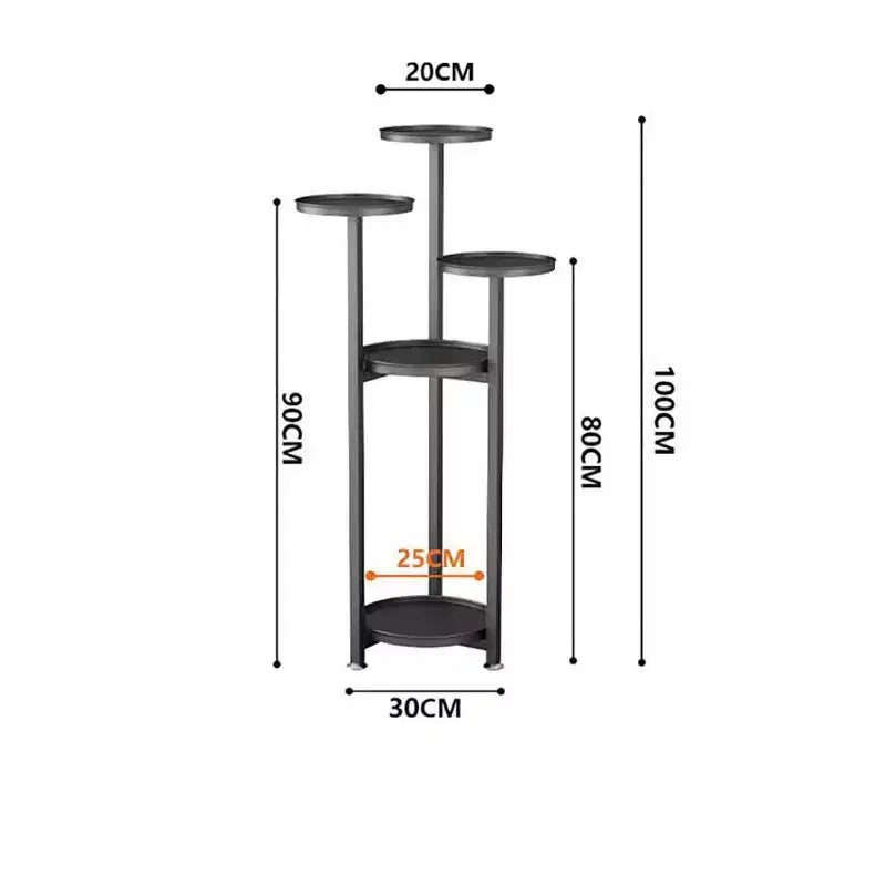 Étagère à Plantes Haute Multi-Niveaux en Métal pour Coin Intérieur - Pieds Antidérapants, Support Étagé Robuste pour Salon, Balcon, Terrasse