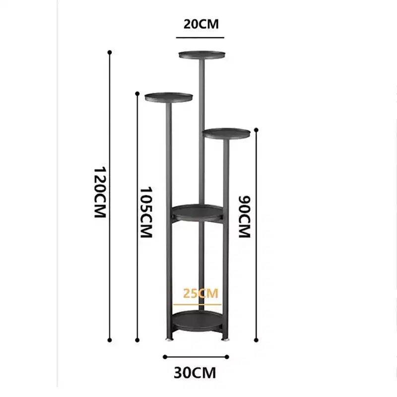 Étagère à Plantes Haute Multi-Niveaux en Métal pour Coin Intérieur - Pieds Antidérapants, Support Étagé Robuste pour Salon, Balcon, Terrasse