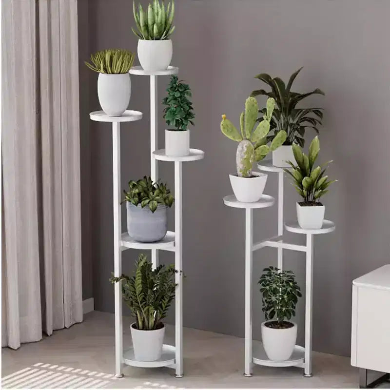 Étagère à Plantes Haute Multi-Niveaux en Métal pour Coin Intérieur - Pieds Antidérapants, Support Étagé Robuste pour Salon, Balcon, Terrasse