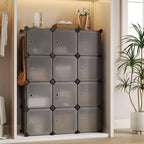 Meuble à chaussures modulaire peu encombrant, 12 cubes empilables avec portes, Organisateur de chaussures portable à 4 niveaux, Pour Chambre, Salon