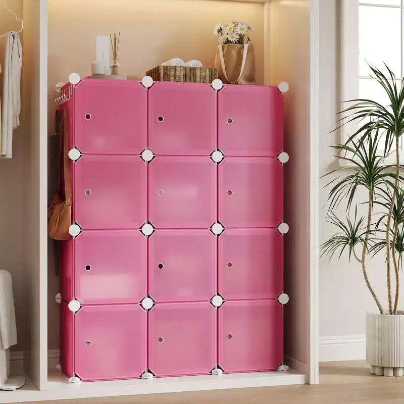 Meuble à chaussures modulaire peu encombrant, 12 cubes empilables avec portes, Organisateur de chaussures portable à 4 niveaux, Pour Chambre, Salon