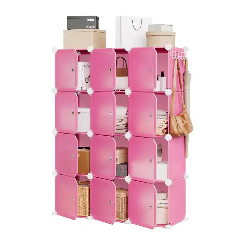 Meuble à chaussures modulaire peu encombrant, 12 cubes empilables avec portes, Organisateur de chaussures portable à 4 niveaux, Pour Chambre, Salon