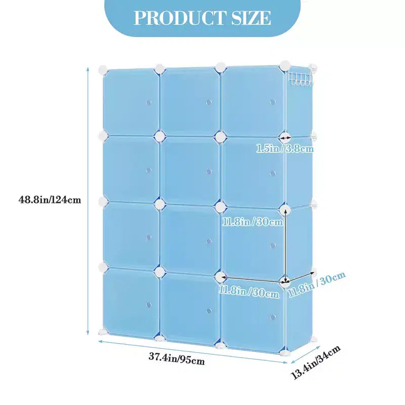 Meuble à chaussures modulaire peu encombrant, 12 cubes empilables avec portes, Organisateur de chaussures portable à 4 niveaux, Pour Chambre, Salon