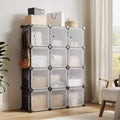 Space-Saving Modular Shoe Storage Cabinet  12-Cube Stackable Organizer with Doors, 4-Tier Portable Stackable Shoe Cabinet, For Bedroom, Living Room