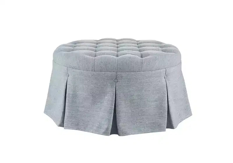 Pouf de cocktail rond touffeté avec jupe plissée – 81 cm de diamètre, 136 kg