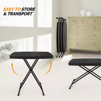 Table de patio pliante en plastique noire de 30 po à hauteur réglable – Légère et portable