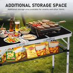 Table de patio pliante portable en aluminium avec sac de rangement en filet – 3 réglages de hauteur