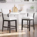 COLAMY Solid Wood Bar Stools  Modern Farmhouse Upholstered Counter Height Chairs with Curved Back and Footrest